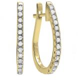 0.23 Carat (ctw) 18K Yellow Gold Round White Diamond Ladies Huggies Hoop Earrings 1/4 CT