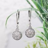 DGLA CERTIFIED Round White Diamond Flower Cluster Dangle Drop Earrings (0.15 ctw, Color I-J, Clarity I2-I3) in 925 Sterling Silver
