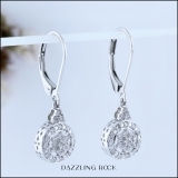 IGI CERTIFIED Round White Diamond Flower Cluster Dangle Drop Earrings (0.15 ctw, Color I-J, Clarity I2-I3) in 925 Sterling Silver