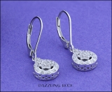 0.15 Carat (ctw) Sterling Silver Round White Diamond Ladies Cluster Style Drop Earrings