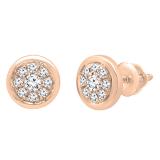 0.25 Carat (ctw) 14K Rose Gold Round White Diamond Ladies Cluster Stud Earrings 1/4 CT