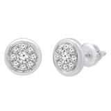 0.25 Carat (ctw) 14K White Gold Round White Diamond Ladies Cluster Stud Earrings 1/4 CT