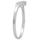 0.05 Carat (ctw) 10K White Gold Round White Diamond Ladies Wedding Stackable Band Contour Ring