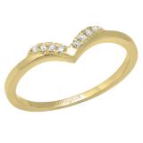 0.05 Carat (ctw) 14K Yellow Gold Round White Diamond Ladies Wedding Stackable Band Contour Ring