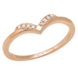 0.05 Carat (ctw) 18K Rose Gold Round White Diamond Ladies Wedding Stackable Band Contour Ring