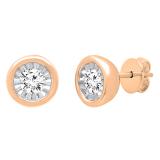 0.45 Carat (ctw) 18K Rose Gold Round White Diamond Ladies Solitaire Stud Earrings 1/2 CT