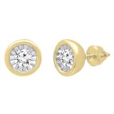 0.45 Carat (ctw) 18K Yellow Gold Round White Diamond Ladies Solitaire Stud Earrings 1/2 CT