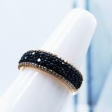 18K Rose Gold Round Blue Sapphire & White Diamond Ladies Bridal Multi Row Wedding Band