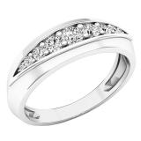 0.50 Carat (ctw) 10K White Gold Round Diamond Men's Anniversary Wedding Stackable Band 1/2 CT