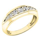 0.50 Carat (ctw) 10K Yellow Gold Round Diamond Men's Anniversary Wedding Stackable Band 1/2 CT