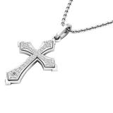 0.15 Carat (ctw) 10K White Gold Round Diamond Ladies Cross Pendant (Silver Chain Included)