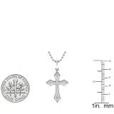 0.15 Carat (ctw) 10K White Gold Round Diamond Ladies Cross Pendant (Silver Chain Included)