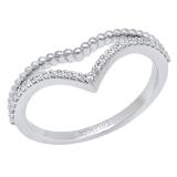 0.15 Carat (ctw) 10K White Gold Round White Diamond Ladies Chevron Wedding Band