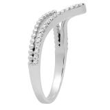 0.15 Carat (ctw) 10K White Gold Round White Diamond Ladies Chevron Wedding Band
