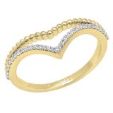 0.15 Carat (ctw) 10K Yellow Gold Round White Diamond Ladies Chevron Wedding Band