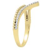 0.15 Carat (ctw) 10K Yellow Gold Round White Diamond Ladies Chevron Wedding Band