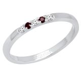 10K White Gold Round Ruby & White Diamond Ladies Five Stone Anniversary Wedding Band