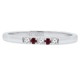 10K White Gold Round Ruby & White Diamond Ladies Five Stone Anniversary Wedding Band