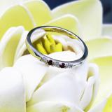 10K White Gold Round Ruby & White Diamond Ladies Five Stone Anniversary Wedding Band