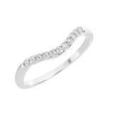 0.10 Carat (ctw) Sterling Silver Round Diamond Ladies Wedding Stackable Contour Band 1/10 CT