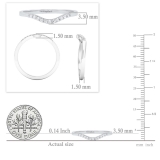 0.10 Carat (ctw) Sterling Silver Round Diamond Ladies Wedding Stackable Contour Band 1/10 CT