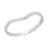 0.10 Carat (ctw) Sterling Silver Round Diamond Ladies Wedding Stackable Contour Band 1/10 CT