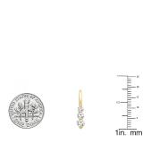 0.55 Carat (ctw) 14K Yellow Gold Round White Diamond Ladies Three Stone Drop Earrings 1/2 CT