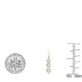 1.05 Carat (ctw) 14K Yellow Gold Round White Diamond Ladies Three Stone Drop Earrings 1 CT
