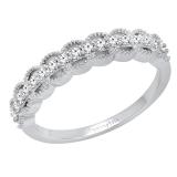 0.25 Carat (ctw) 10K White Gold Round Diamond Ladies Vintage Style Wedding Stackable Band 1/4 CT