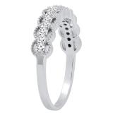 0.25 Carat (ctw) 10K White Gold Round Diamond Ladies Vintage Style Wedding Stackable Band 1/4 CT