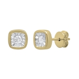 0.10 Carat (ctw) 14K Yellow Gold Round Diamond Ladies Cushion Shaped Solitaire Stud Earrings 1/10 CT