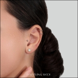 0.10 Carat (ctw) 14K Yellow Gold Round Diamond Ladies Cushion Shaped Solitaire Stud Earrings 1/10 CT