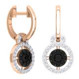 0.38 Carat (ctw) 18K Rose Gold Round Black & White Diamond Ladies Cluster Style Dangling Earrings