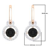 0.38 Carat (ctw) 18K Rose Gold Round Black & White Diamond Ladies Cluster Style Dangling Earrings