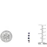 14K Rose Gold Round White Diamonds & Blue Sapphire Ladies J Shaped Hoop Earrings