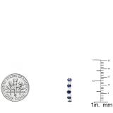 14K White Gold Round White Diamonds & Blue Sapphire Ladies J Shaped Hoop Earrings