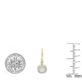 1.05 Carat (ctw) 10K Yellow Gold Round White Diamond Ladies Halo Style Dangling Drop Earrings 1 CT