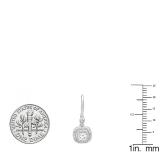 1.05 Carat (ctw) 18K White Gold Round White Diamond Ladies Halo Style Dangling Drop Earrings 1 CT