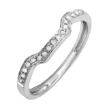 Round White Diamond Enhancer Guard Wedding Band for Women (0.08 ctw, Color I-J, Clarity I1-I2) in 18K White Gold