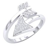 0.13 Carat (ctw) Sterling Silver Round White Diamond Ladies Bridal Vintage Right Hand Arrow Ring
