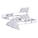 0.13 Carat (ctw) Sterling Silver Round White Diamond Ladies Bridal Vintage Right Hand Arrow Ring
