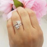 0.13 Carat (ctw) Sterling Silver Round White Diamond Ladies Bridal Vintage Right Hand Arrow Ring