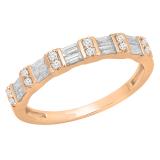 0.38 Carat (ctw) 14K Rose Gold Round & Baguette White Diamond Ladies Anniversary Wedding Band