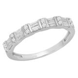 0.38 Carat (ctw) 14K White Gold Round & Baguette White Diamond Ladies Anniversary Wedding Band