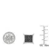 0.23 Carat (ctw) Sterling Silver Round Black Diamond Kite Shape Stud Earrings 1/4 CT