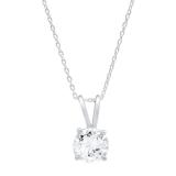 1.00 Carat (ctw) 14K White Gold Round Cubic Zirconia CZ Ladies Solitaire Pendant 1 CT