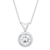 1.00 Carat (ctw) 14K White Gold Round Cubic Zirconia CZ Ladies Solitaire Pendant 1 CT