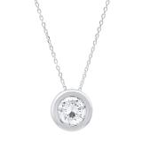 1.00 Carat (ctw) 14K White Gold Round Cubic Zirconia CZ Ladies Solitaire Pendant 1 CT
