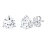2.00 Carat (ctw) 14K White Gold Round Cubic Zirconia Ladies Solitaire Stud Earrings 2 CT