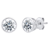 925 Sterling Silver Solitaire Stud Earrings, 0.25 ctw Round Cubic Zirconia in Push Back